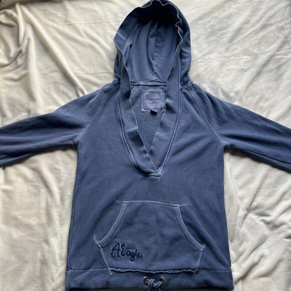 Vintage Y2K American Eagle blue v-neck hoodie with 3/4 sleeves size medium - Picture 2 of 7
